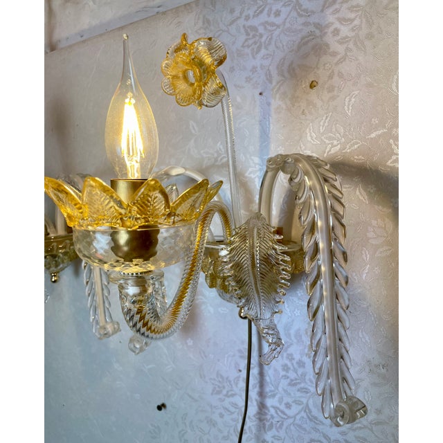 Murano Sconces in the style of Barovier & Toso, 1980s, Set of 2 For Sale - Image 6 of 15