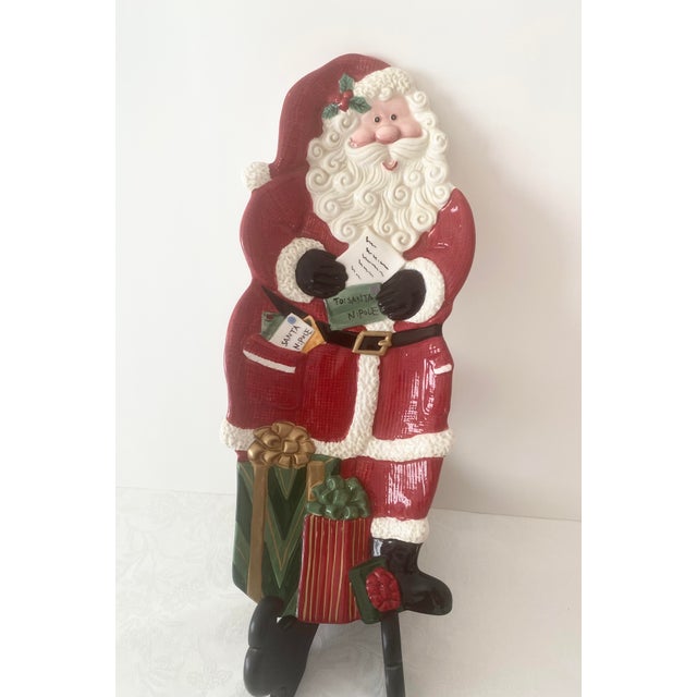 Ceramic Fitz and Floyd Essentials Christmas Sant Clause Canapés Dessert Plate Vintage Excellent Condition For Sale - Image 7 of 11