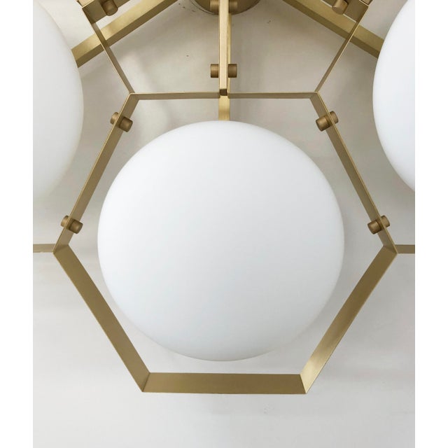 White 21st Century Hive Satin Brass Matte White Murano Flush Mount by Fabio LTD For Sale - Image 8 of 9