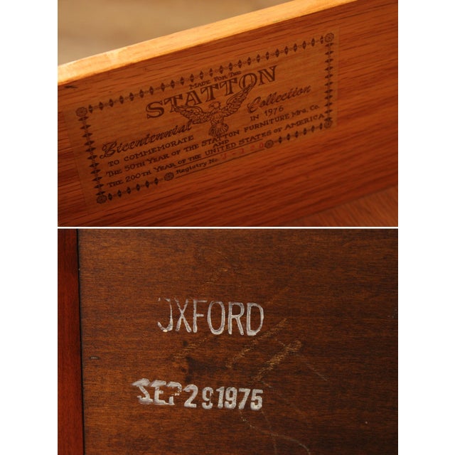 1970s Statton Queen Anne Style Bicentennial Collection Cherry Lowboy For Sale - Image 9 of 12