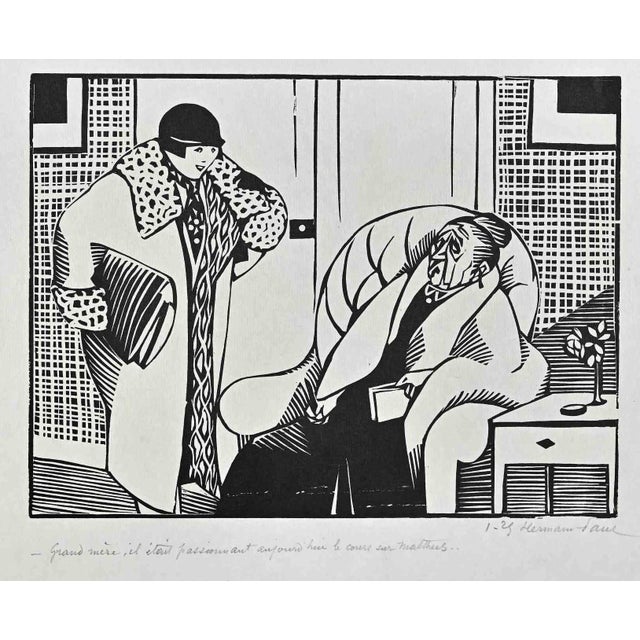 The Old Woman is an Original China Ink Drawing realized by Hermann Paul (1864-1940). Good condition on a white paper....