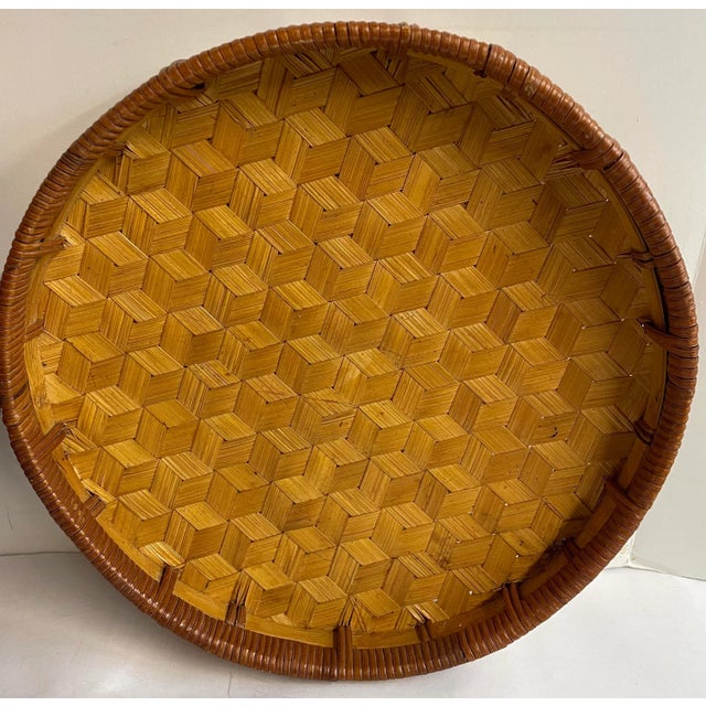 Vintage Round Woven Nesting Trays Baskets - Set of Two For Sale - Image 4 of 8