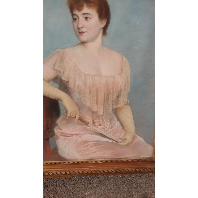José Frappa, Portrait of a Young Woman, Pastel, 1892 For Sale - Image 10 of 17
