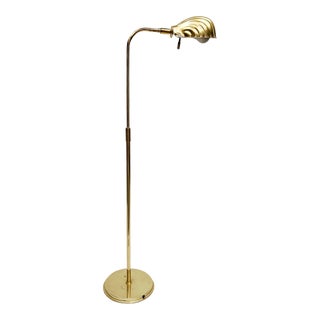 Vintage Mid-Century Modern Frederick Cooper Brass Adjustable Clam Shell Floor Lamp For Sale