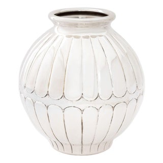 Italian Handmade Silver Globular Vase For Sale