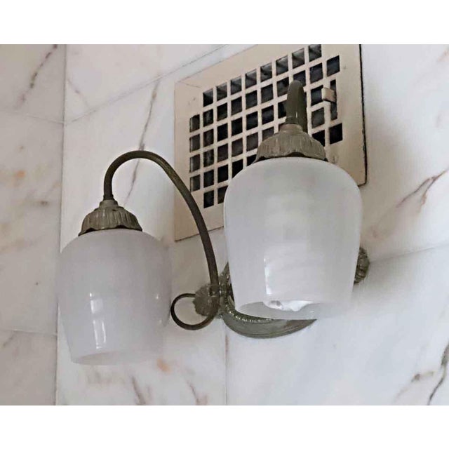 Waldorf Astoria Two Light Tulip Shade Brass & Nickel Wall Sconce Chairish