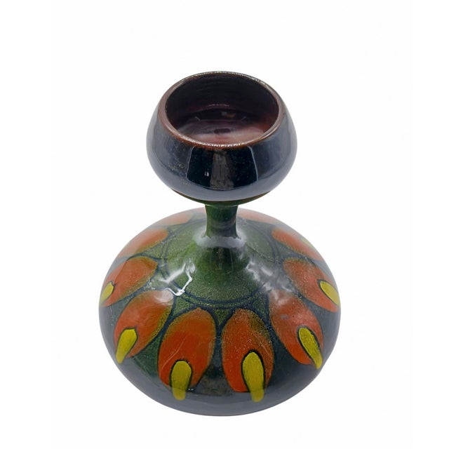 Mid-Century Modern Hand-Painted Ceramic Hourglass Vase, Italy, 1950s For Sale - Image 3 of 7