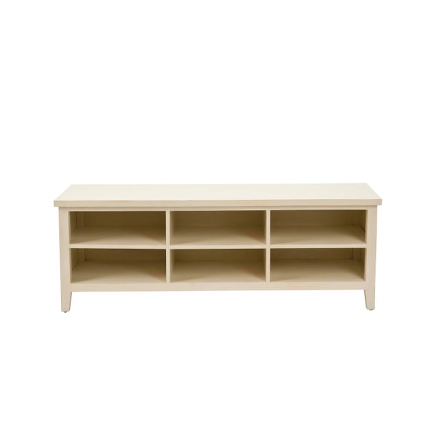Low Bookshelf in Shady White For Sale - Image 4 of 4