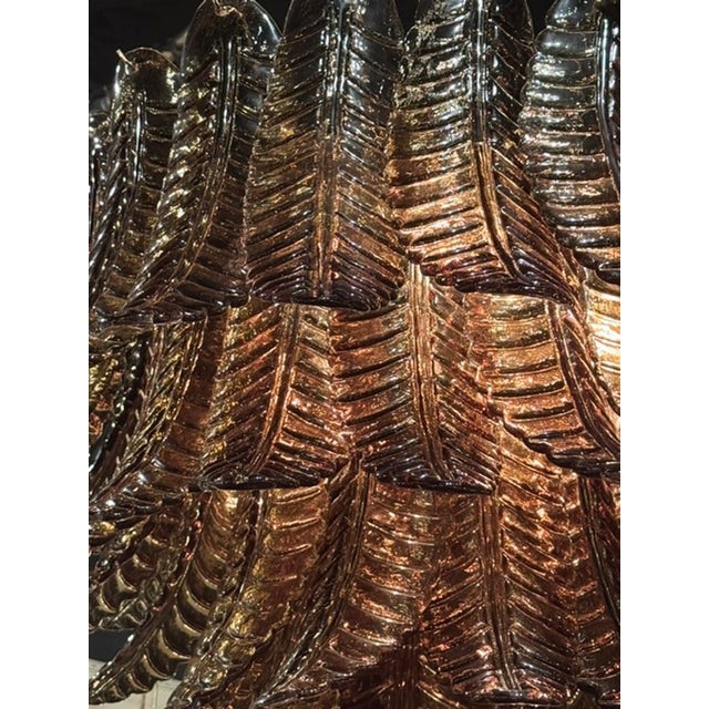 2000 - 2009 Murano Palm Leaf Chandelier in Tobacco Brown For Sale - Image 5 of 5