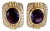 Pair 18k Yellow Gold Amethyst and Diamond Earrings For Sale