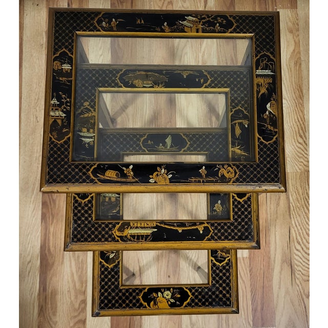 Set of Three English Regency Style Chinoiserie Painted Nesting Tables For Sale - Image 10 of 10