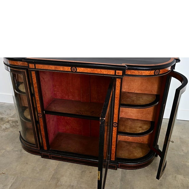 French English 19th Century Ebonized Inlay Credenza For Sale - Image 3 of 18