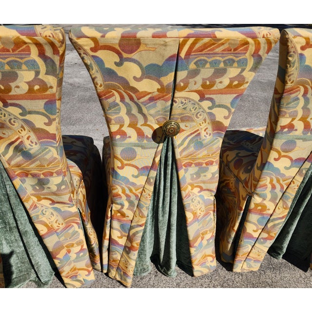 Draped Parsons Dining Chairs - Set of 4 For Sale - Image 9 of 17