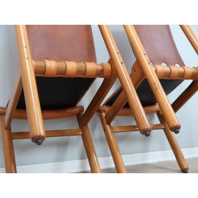 Vintage Walnut and Leather Chairs by Ilmari Tapiovaara for La Permanente, 1960s, Set of 4 For Sale - Image 15 of 18