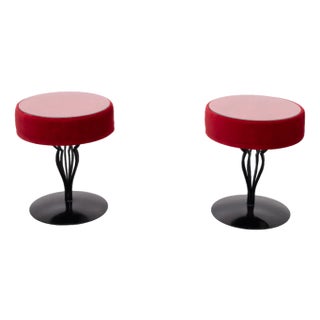 Vintage Red Velvet Side Tables from De Ster Gelderland, 2000, Set of 2 For Sale