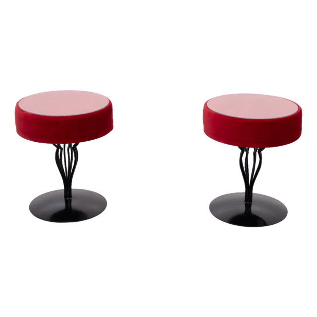 Vintage Red Velvet Side Tables from De Ster Gelderland, 2000, Set of 2 For Sale