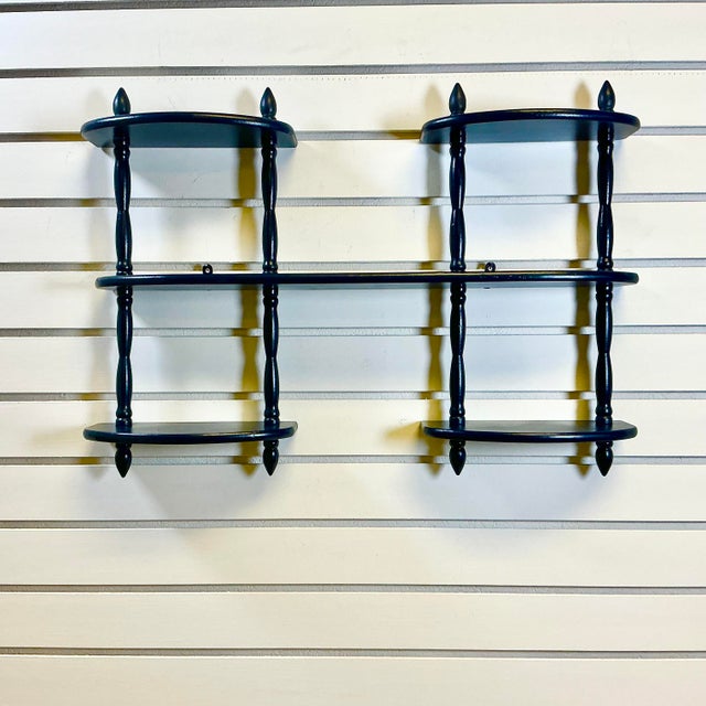 Wood Mid-Century Boho Chic Traditional Wood Display Wall Mounted Shelf. For Sale - Image 7 of 12