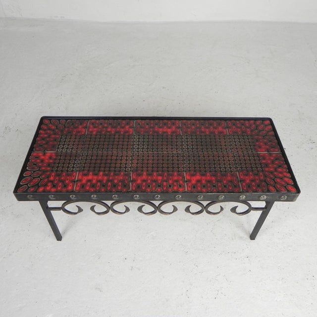 Mid-Century Modern Mid-Century Brutalist Tile Table with 10 Tiles and Steel Frame, 1960s For Sale - Image 3 of 18