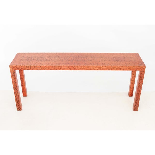 Karl Springer Karl Springer Red Python Parsons Table For Sale - Image 4 of 10