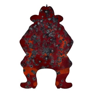 Vintage Cast Iron Double Sided Cowboy Shooting Gallery Target, in Red For Sale