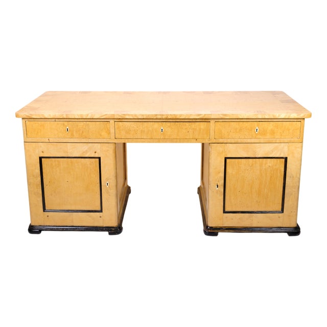 Antique Desk in Birch and Intarsia, 1840s For Sale