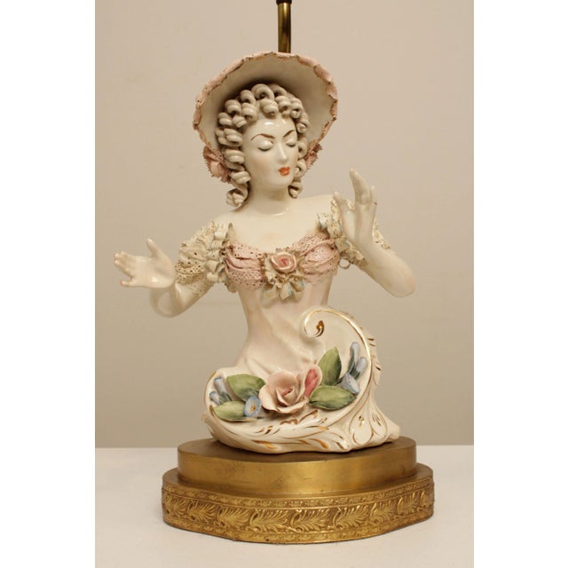 Mid 20th Century Vintage Porcelain Figurine Table Lamps - A Pair For Sale - Image 5 of 13