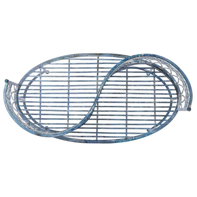 Metal Lara Kissing Bench - Mossy Blue For Sale - Image 7 of 9