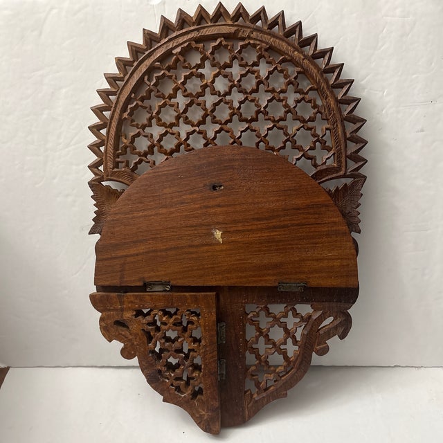 Vintage Indian Wall Shelf Circa 1970 For Sale - Image 4 of 4