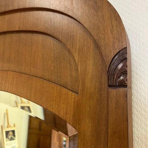 Antique Art Deco Standing Mirror in Walnut, 1930s For Sale - Image 9 of 11