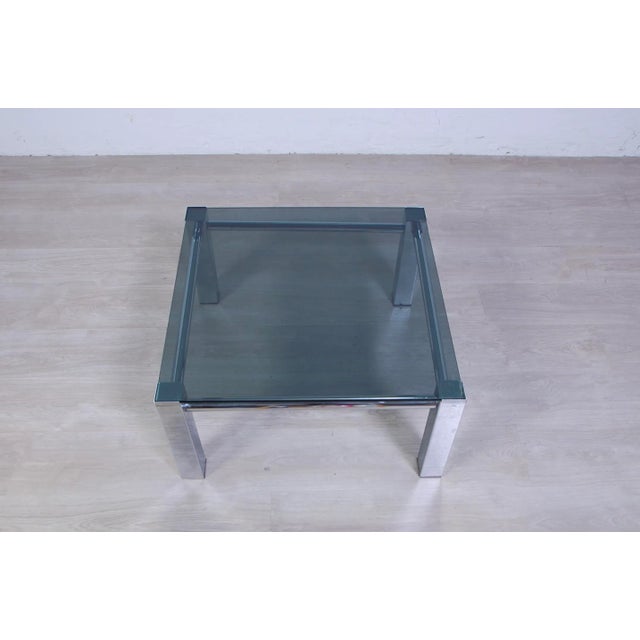 Metal Table in Steel and Glass Smoke, 1970s For Sale - Image 7 of 12