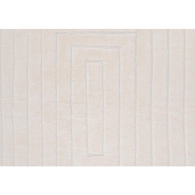 Textile Oversize Raised Frame-Pattern Hand-Knotted Moroccan Wool Rug | 13'4" X 10'1" | One of a Kind For Sale - Image 7 of 9