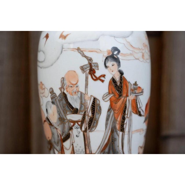 20th Century Chinese Famille Rose Grisaille and Iron Red Porcelain Vase For Sale - Image 9 of 18