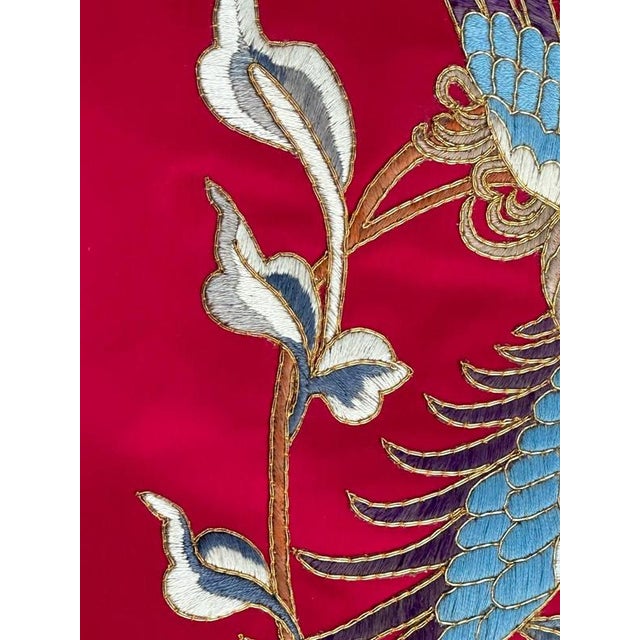 Vintage Silk and Metal Chinese Embroidery Dragon Design, 1950s For Sale - Image 13 of 18
