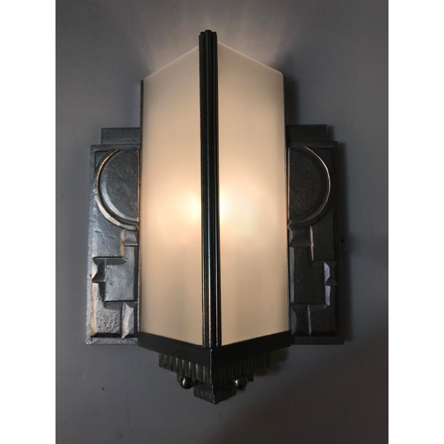 Geometric French Art Deco Wall Sconces - a Pair For Sale - Image 10 of 11