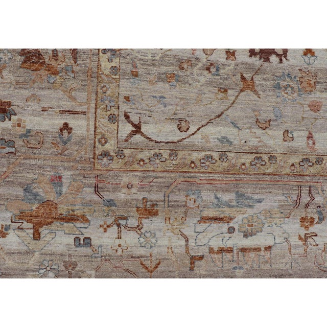 Textile Modern Oushak Muted Rug in Earthy Tones on a Cream Background 10'1 X 14'1 For Sale - Image 7 of 12