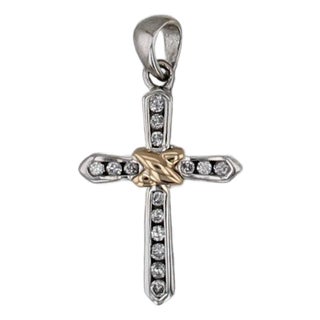 0.25ctw Diamond Knot Cross Pendant 14k White Yellow Gold For Sale