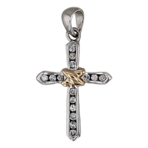 0.25ctw Diamond Knot Cross Pendant 14k White Yellow Gold For Sale