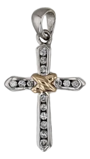 0.25ctw Diamond Knot Cross Pendant 14k White Yellow Gold