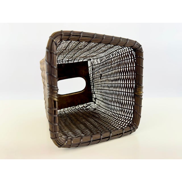 Vintage Woven Brass Metal Tissue Box Cover For Sale - Image 11 of 11