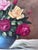 Textile Vintage Original Floral Rose Oil Painting, Signed Flower Art For Sale - Image 7 of 12