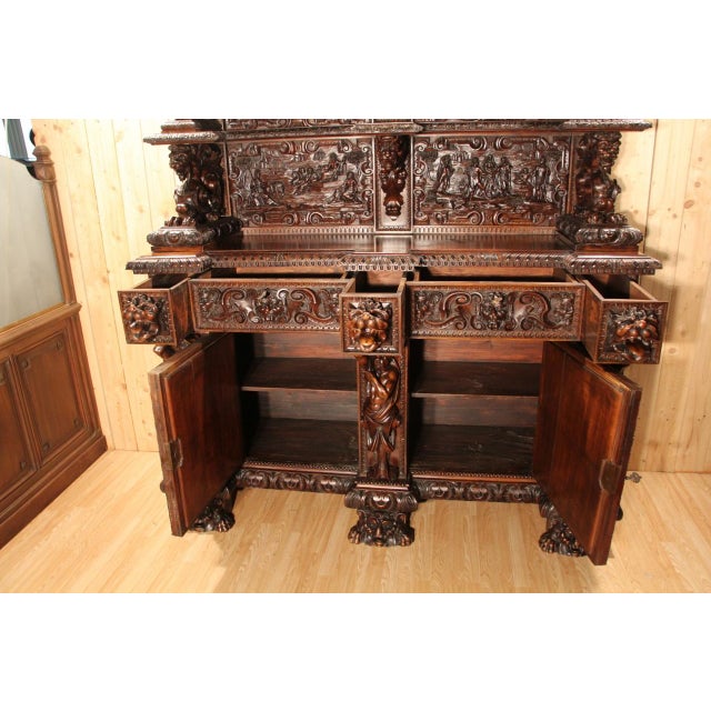 Renaissance-Style Walnut Castle Sideboard, 19th Century For Sale - Image 15 of 16