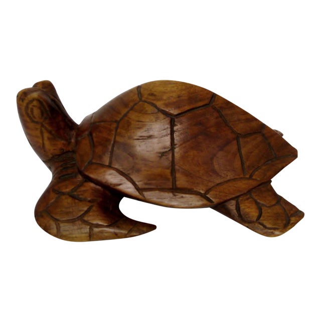 Hawaiian Carved Koa Wood Turtle Chairish