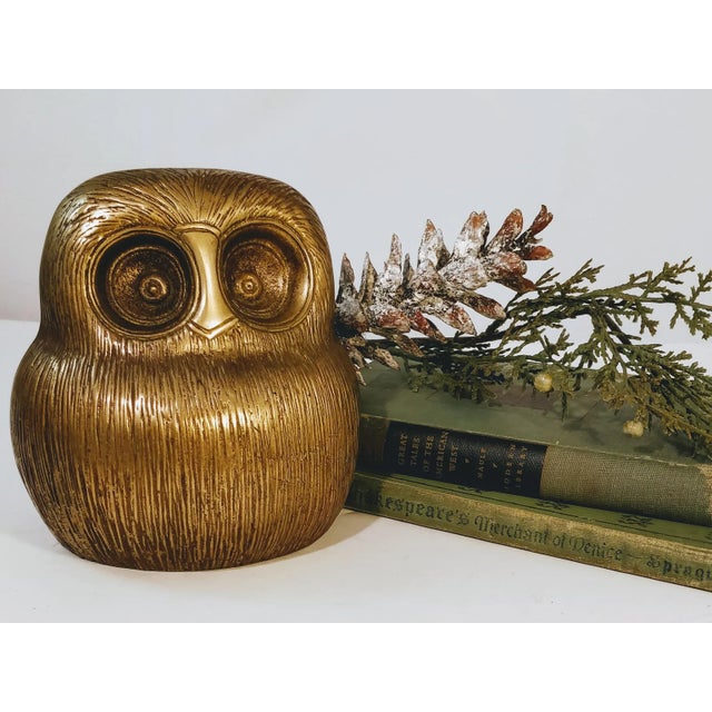 Discover a stunning piece of mid-century magic with this stylized brass owl! With phenomenal detail and a charming design,...