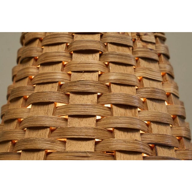 Mid-Century Table Lamp in Wrought Iron with Woven Rattan Shade, 1960s For Sale - Image 9 of 11