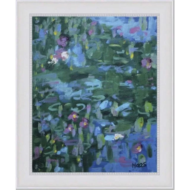 Blue "Three White Lilies" Contemporary Impressionist Style Oil Painting For Sale - Image 8 of 10