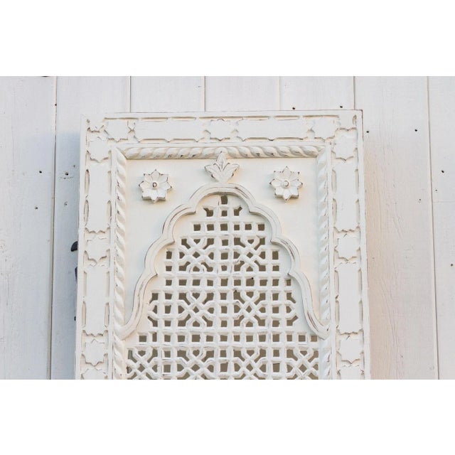 1990s Aged White Carved Arched Door For Sale - Image 5 of 8