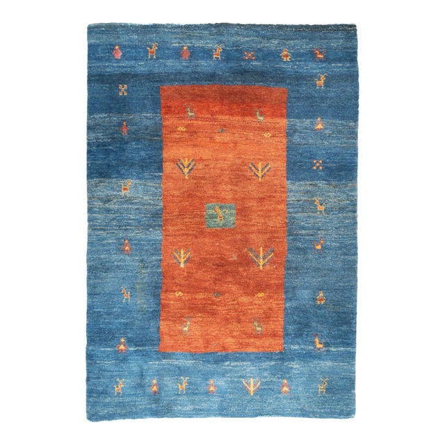 Fine Vintage Tribal Persian Gabbeh Rug 6'3'' X 9'3'' For Sale