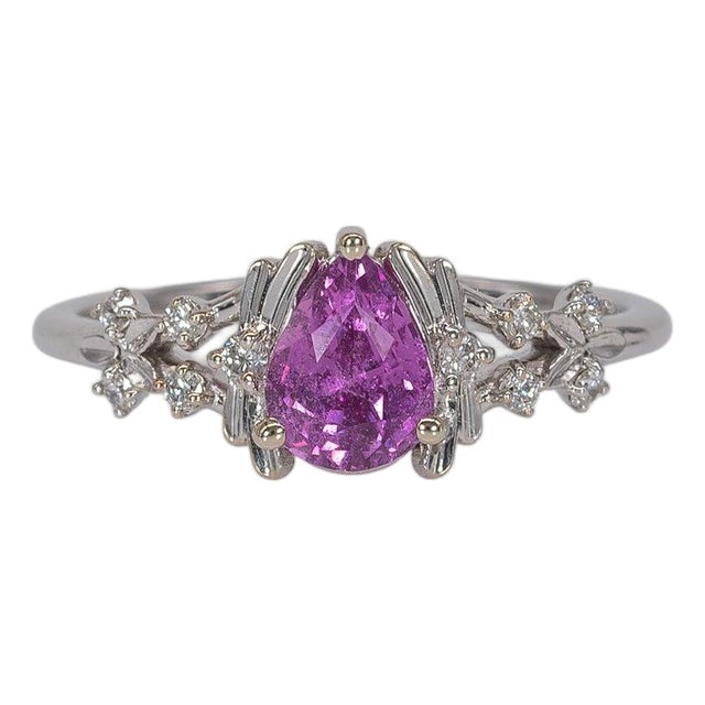 Pink Sapphire Ring With Earth-Mined Diamond Accents: Solid 14k Gold, Size 6.75 For Sale