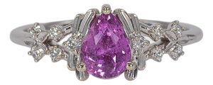 Pink Sapphire Ring With Earth-Mined Diamond Accents: Solid 14k Gold, Size 6.75