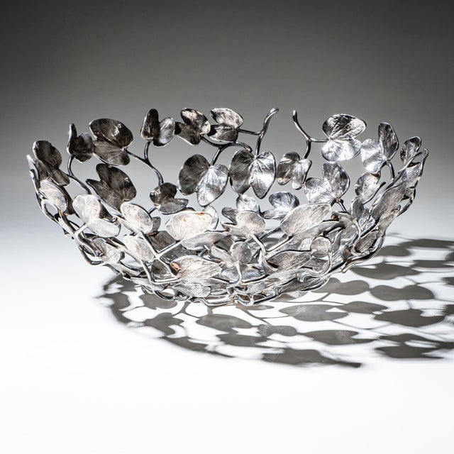 Contemporary Silver-Plated Bowl Model "Kachnar Ii" by Mann Singh (India, B. 1977) for Driade, Italy, Designed 1994 For Sale - Image 3 of 12